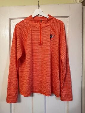 New Era Orange Striped Baltimore Orioles Quarter-Zip Pullover
